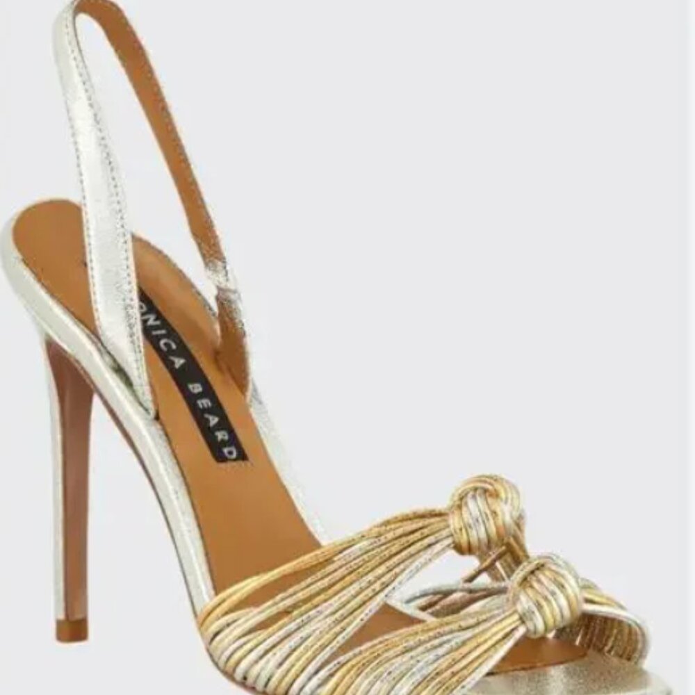 Veronica Beard Alessia Metallic Gold Mix High Heels - size 37